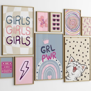 Colorful Poster Set of 9 Prints Y2k Decor, Girls Trendy wall art, Preppy Room Decor,retro wall art,Teen Girl Wall Art Prints,Teenager Prints
