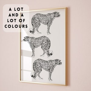 Cheetah print, cheetah muurkunst print luipaard print muur kunst print, katachtige print, tijger illustratie, afdrukbare muur kunst, grote kat print, dierenprint