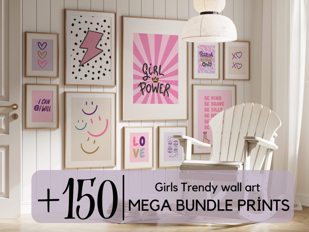 Girls Trendy Wall Art Mega Bundle, Modern Printable Room Decor +150 ...