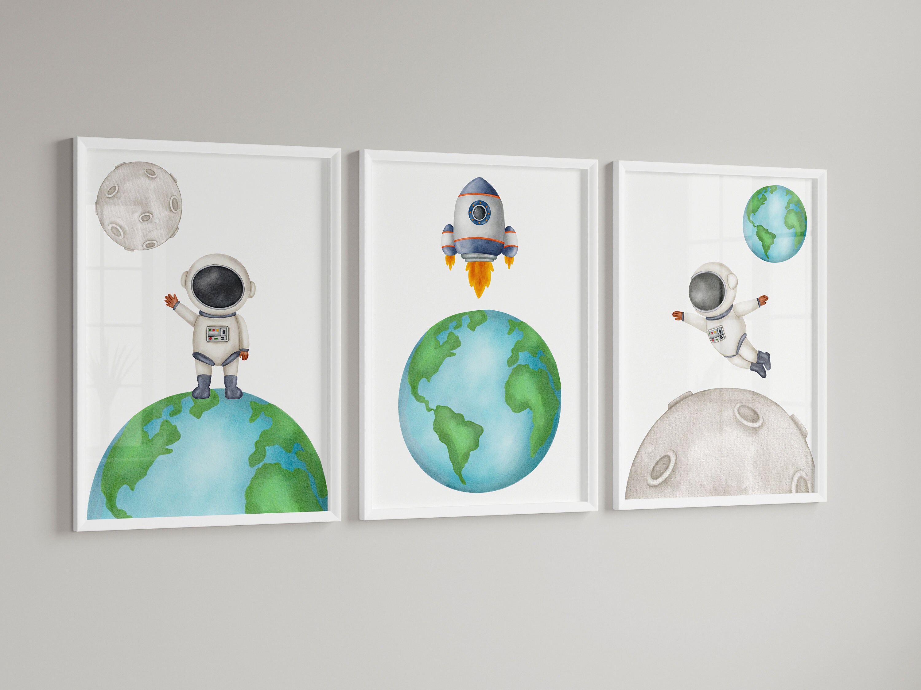 Space Nursery Prints, Outer Space Printable Wall Art Set of 3 for ...