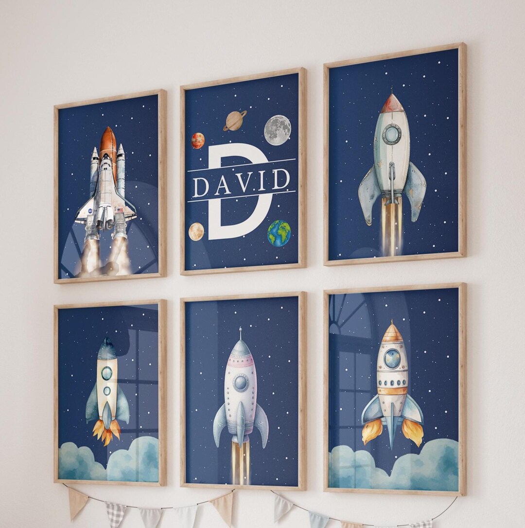 Space Nursery Prints, Outer Space Printable Wall Art Set of 6 for ...