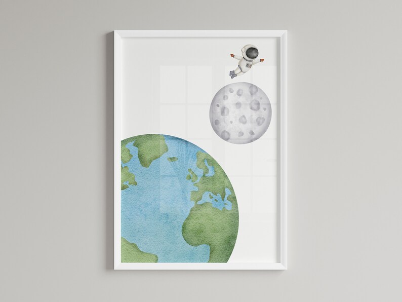 Outer Space Printable Wall Art Set of 3 for Boy Nursery Decor, Digital ...