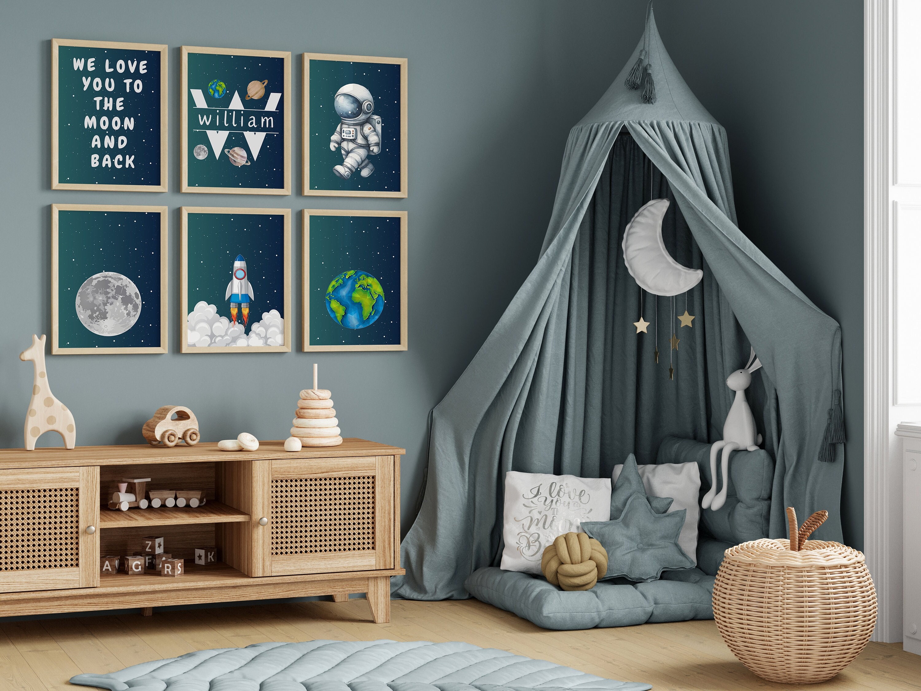 Space Nursery Prints, Outer Space Printable Wall Art Set of 6 for ...
