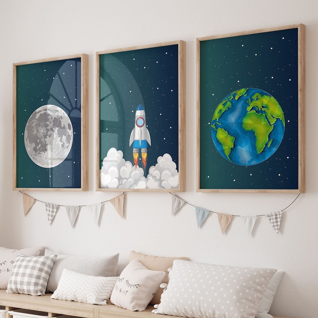 Space Nursery Prints,outer Space Printable Wall Art Set of 3 for ...