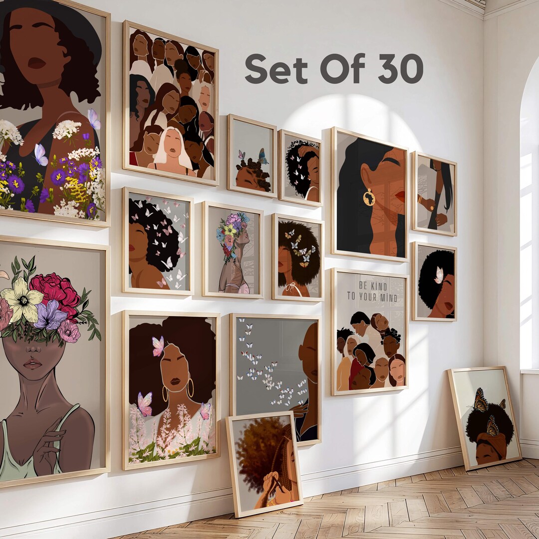 Black Woman Wall Art Set of 30 | Modern African American Prints - Etsy