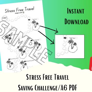 Stress Free Travel Savings Challenge|A6 PDF|Digital Download|Minimal Design|Budget|Sinking Funds|Cash Envelope System|Savings|Treasuremap