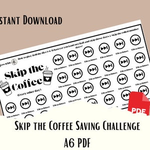 Coffee Saving Challenge Tracker / Instant Download / Save for Coffee / A6 Personal | Skip the Coffee