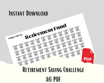 Altersspar-Challenge - A6 Druckbare PDF-Datei zum Herunterladen - Haushalt, Geld sparen, sinkende Mittel, Spareinlagen