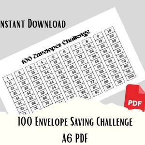 100 Envelopes Savings Challenge - A6 Printable PDF Downloadable - Minimal Design - Budget, Sinking Funds, Savings,