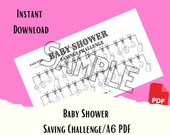 Babyparty-Schwangerschafts-neues Baby-Nest-Ei-Spar-Challenge - A6 Druckbare PDF-Herunterladbares -Minimal Design-Budget, sinkende Mittel, Ersparnisse