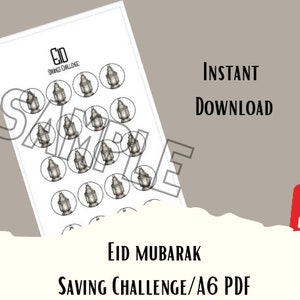 Eid Festival Savings Challenge| A6 Printable PDF Downloadable - Minimal Design - Budget, Sinking Funds, Savings|Savings Plan| Finance