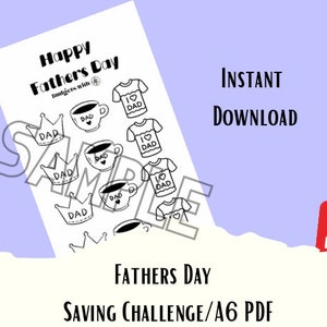 Fathers Day Savings Challenge - A6 Printable PDF Downloadable - Minimal Design - Budget, Save Money, Sinking Funds, Dad, Digital Dowload