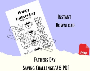 Väter Day Savings Challenge - A6 druckbare PDF herunterladbar - Minimal Design - Budget, Geld sparen, Gelder versenken, Dad, Digital Download