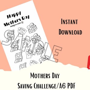 Mothers Day Savings Challenge - A6 Printable PDF Downloadable - Minimal Design - Budget, Save Money, Sinking Funds, Mum,Mom, Digital Dowload