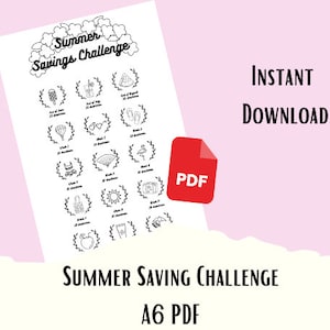 SUMMER Savings Challenge Seasonal - A6  - Minimal Design - Budget, Sinking Funds, Savings, Gardening