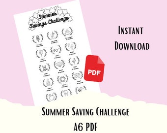 SUMMER Savings Challenge Seasonal - A6 - Minimal Design - Budget, Sink Funds, Savings, Gardening