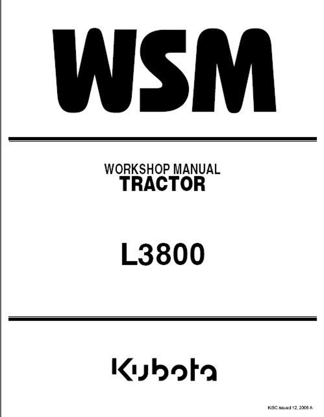 Kubota L3800 ( L 3800 ) Tractor WSM Service Repair Workshop Manual