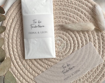Edle Banderole für Taschentücher transparent | Für die Freudentränen | personalisiert | Boho Deko | Hochzeit | Geburtstag | Taufe