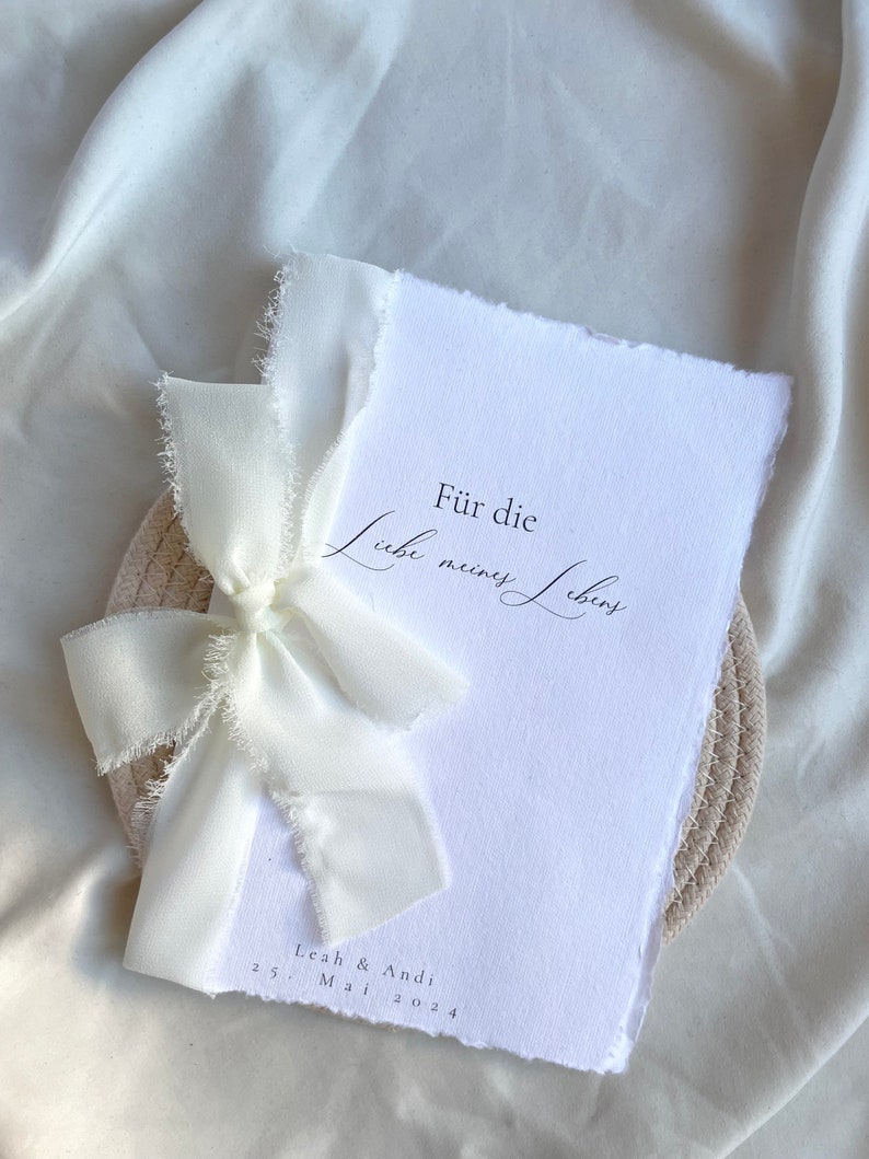 Ehegelübde Heft Für euer Eheversprechen Hochwertiges Baumwollpapier Veredelt mit Chiffonband personalisiert A5 für eure Hochzeit Einzelnes Heft