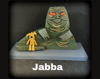 Jabba, peg pop, peg mensen, houten poppen, houten speelgoed, unieke geschenken, star wars, handgemaakte geschenken, beeldjes, coole geschenken, vreemde geschenken, sci fi