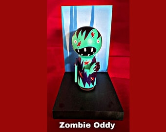 Zombie Oddy Green – Peg-Puppe, Peg-Menschen, Zombie-Puppe, Horror-Puppe, apokalyptische Puppe, einzigartige Puppe, Holzpuppe, Figur, coole Geschenke, seltsame Geschenke