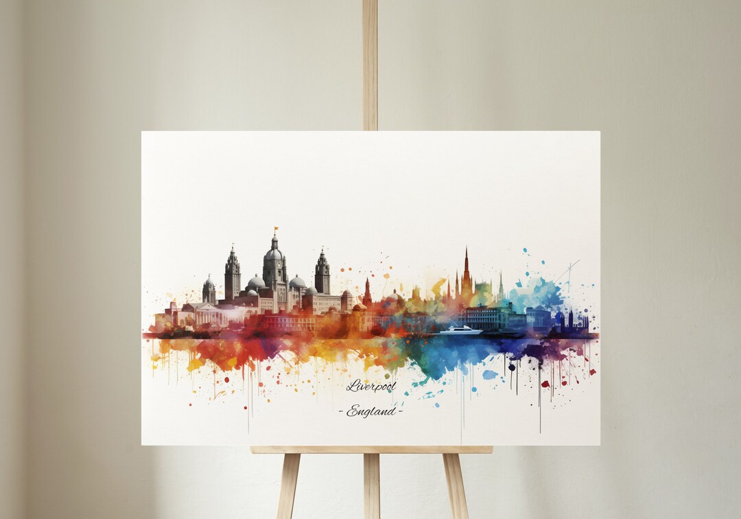 Liverpool Abstract Background Liverpool England Skyline, Poster Print, Cityscape, Abstract Art, White ...
