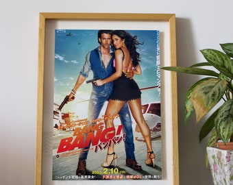 Bang Bang (2014), Bollywood Japanese Poster, Desi Collection, Dhooop, Movie Poster, Indian Diaspora,  Hrithik Roshan, Katrina Kaif, Thriller