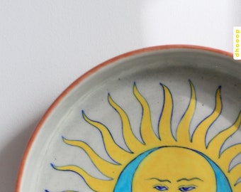 Made to order : Sun and moon pasta plate, blue pottery, dhooop, desi collection, gifts from India, gifts for housewarming party, gifts home