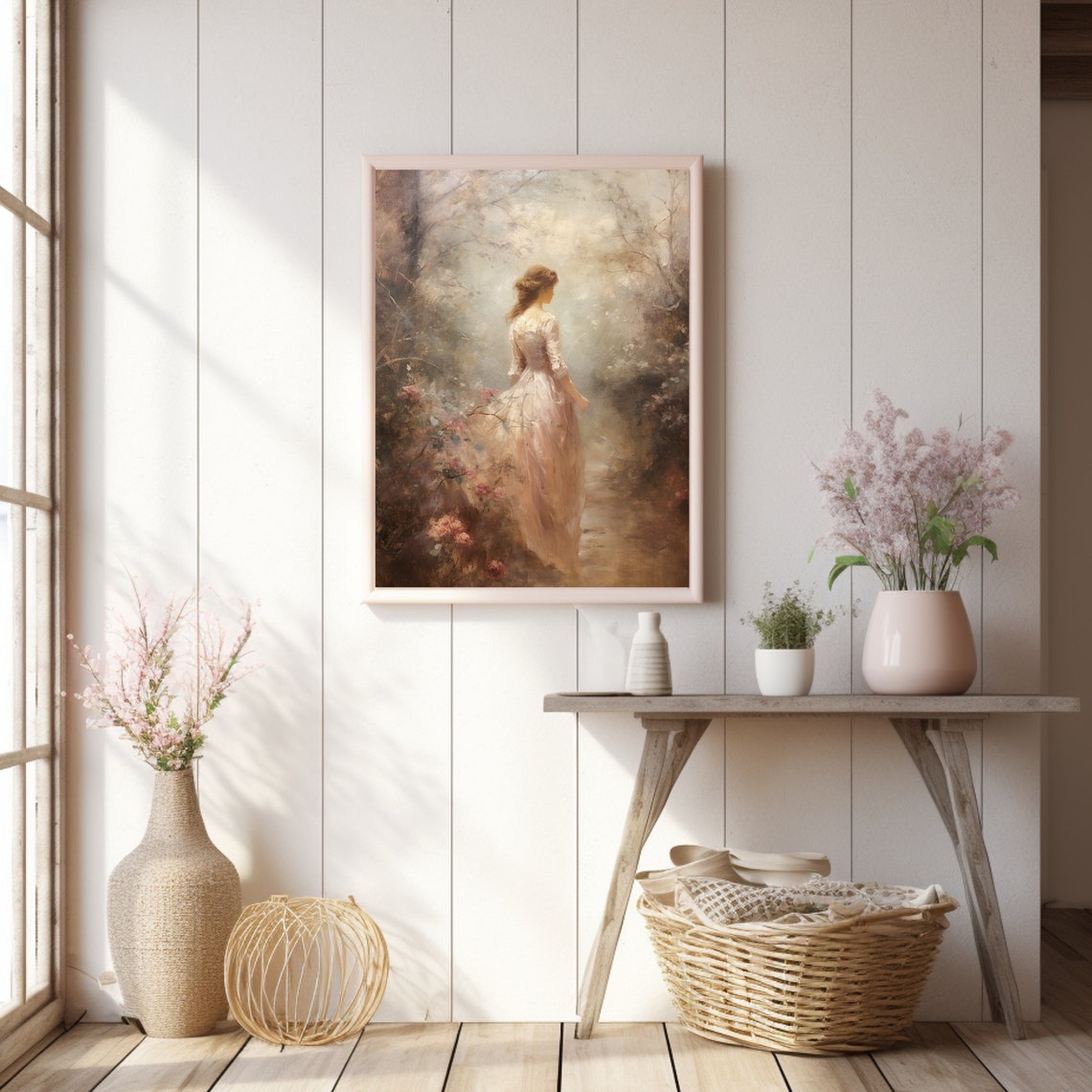 Pink Victorian Printable Victorian Lady Printable Antique Floral Spring ...