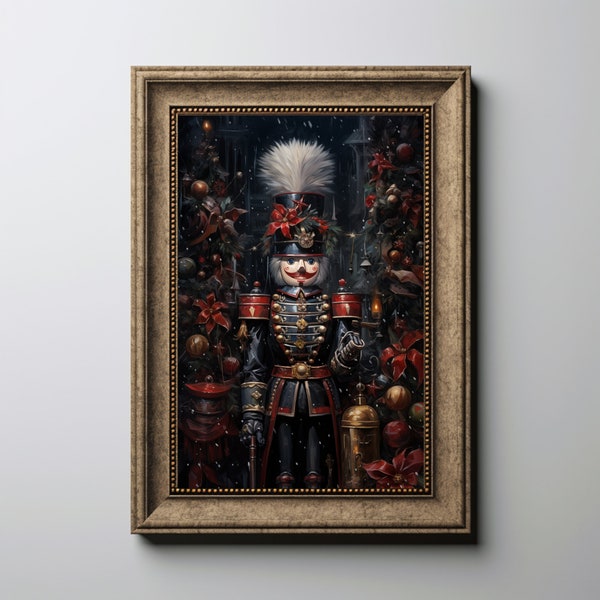 Moody Nutcracker printable  print Dark xmas print Moody winter print Dark academia Christmas Moody Christmas Victorian Christmas