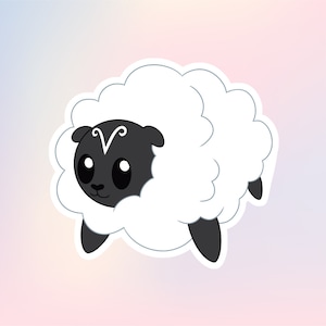 Kawaii lindo Aries oveja carnero constelación del zodíaco pegatina impermeable