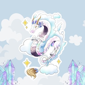 Holographic Crystal Cloud Dragon Sticker: Fantasy