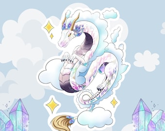 Holographic Crystal Cloud Dragon Sticker: Fantasy