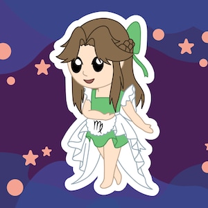 Pegatina impermeable de la constelación del zodiaco Virgo lindo de Kawaii