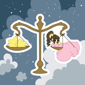 Kawaii schattige Weegschaal Zodiac sterrenbeeld waterdichte sticker
