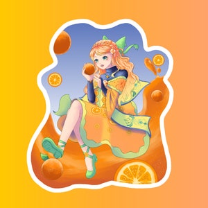 オレンジスプラッシュアニメファンタジー防水ステッカー