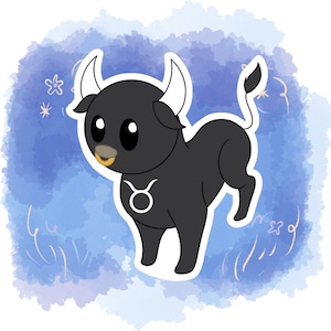 Kawaii niedlicher Stier Stier Sternzeichen Konstellation wasserdichter Aufkleber