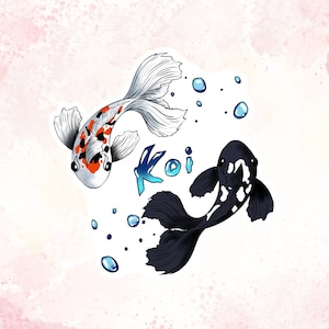 鯉水魚ファンタジー防水ステッカー