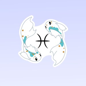 Pegatina impermeable de la constelación del zodíaco de Piscis lindo de Kawaii