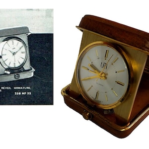 UTI Travel Alarm Clock With Leather Case, Made in Swiss