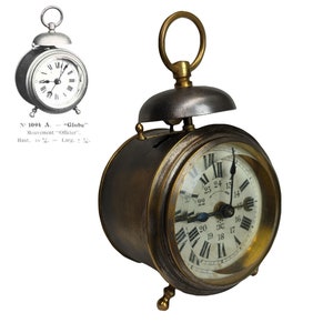 1890’s Midget French Alarm Clock “GLOBE” by Japy Frères & Cie