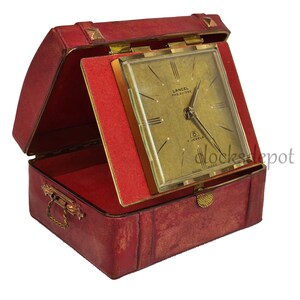 1963 Lancel Travel Alarm Clock With Leather Case, Made in Swiss