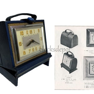 1948 French Folding Alarm Travel Clock or Bedside Alarm Clock Bayard