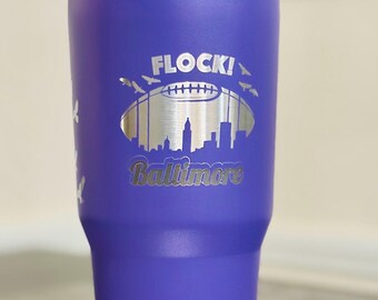 Baltimore Ravens Tumbler, 30 oz Aluminum Sports Cup with Lid & Straw
