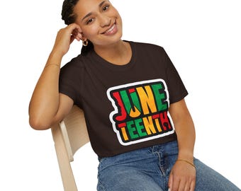 Juneteenth block letters T-Shirt | Red Green Yellow Juneteenth design