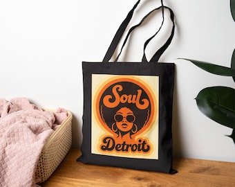 Soul Detroit Canvas Tote Bag — Retro 70s Soul Music Market Shopper