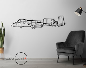 A-10 Thunderbolt 2, wrattenzwijn, DXF-bestand knippen, svg-bestand voor cricut, dxf-bestanden voor plasma cnc, lasergesneden, afdrukken, houten wanddecoratie, metalen paneel