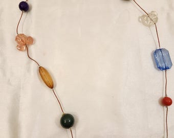 Vintage Disney Plastic Faceted Bead Hidden Mickey Icon Necklace on a String Disney Jewelry Mickey Jewelry Disney World Jewelry Colorful 90's