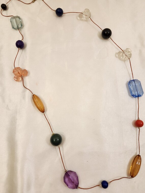 Vintage Disney Plastic Faceted Bead Hidden Mickey Icon Necklace on a String Disney Jewelry Mickey Jewelry Disney World Jewelry Colorful 90's