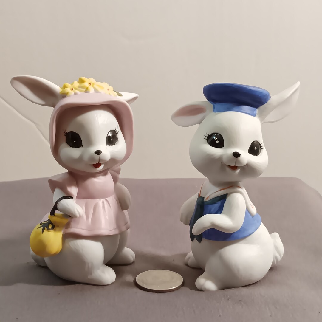 RARE- Vintage Miniature George Good Boy & Girl Bunny Rabbit/ Easter ...